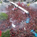 Visão aérea do AeroFla realizado pela torcida do Flamengo