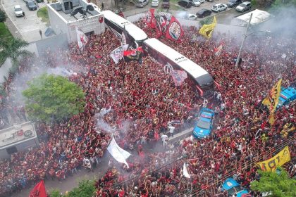 Visão aérea do AeroFla realizado pela torcida do Flamengo