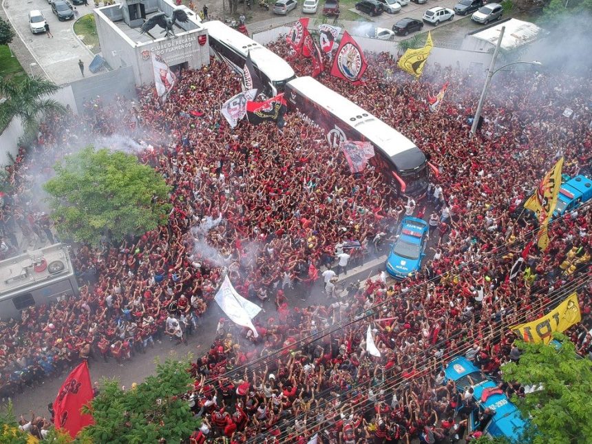 Visão aérea do AeroFla realizado pela torcida do Flamengo