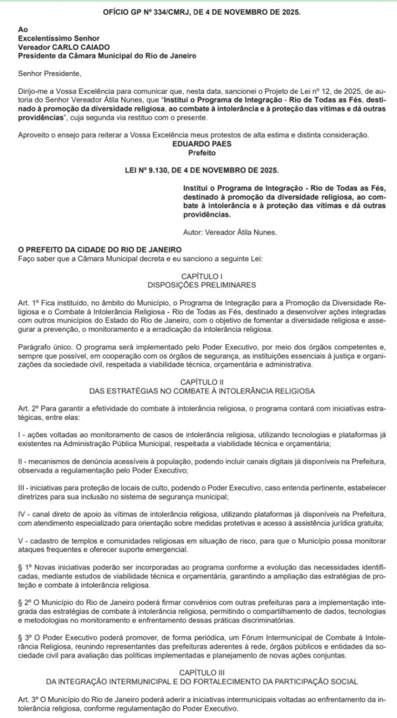 Prefeitura sanciona criação do programa ‘Rio de Todas as Fés’ para combater intolerância religiosa 62 WhatsApp Image 2025 11 05 at 07.02.02