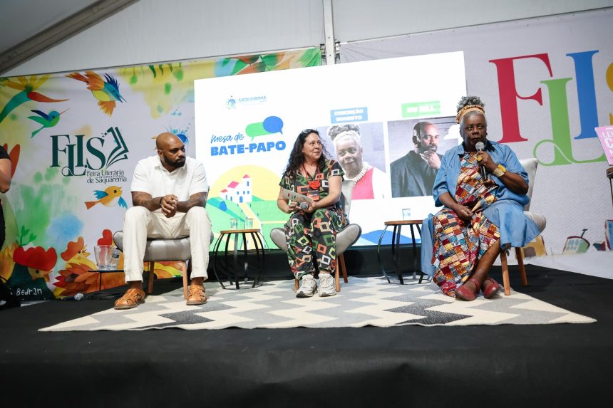 Conceição Evaristo com MV Bill, na Feira Literária de Saquarema