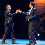 Marcos Saceanu e Leonardo Mesquita, o atual e o futuro presidentes da Ademi-RJ, na festa da mais importante premiação do mercado imobiliário carioca