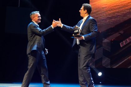 Marcos Saceanu e Leonardo Mesquita, o atual e o futuro presidentes da Ademi-RJ, na festa da mais importante premiação do mercado imobiliário carioca