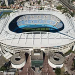 Vista aérea do Estádio do Engenhão, que fica localizado em um terreno público. - Foto: Yasuyoshi Chiba/AFP