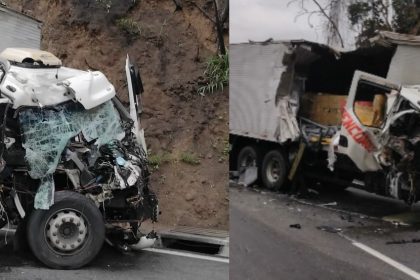 Serra das Araras: três caminhões se envolveram na colisão e um motorista teve ferimentos leves