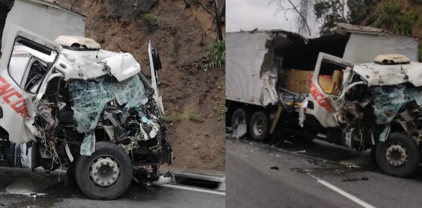 Serra das Araras: três caminhões se envolveram na colisão e um motorista teve ferimentos leves