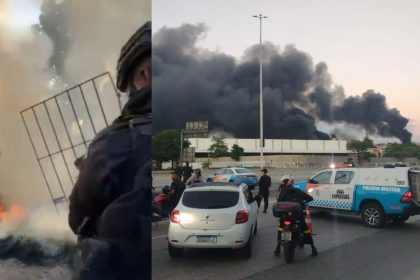 Barricada foi incendiada e suspeitos trocaram tiros com agentes durante operação policial na Cidade Alta