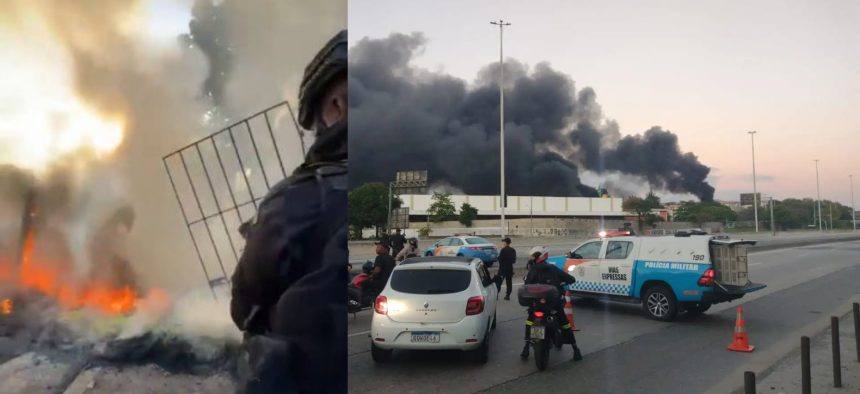 Barricada foi incendiada e suspeitos trocaram tiros com agentes durante operação policial na Cidade Alta