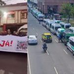 Motoristas de vans realizaram manifestação na Av. Brasil no início do dia - Foto: Reprodução/Redes Sociais