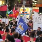 Os manifestantes se concentraram no fim da tarde no Largo do Machado .
