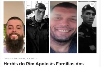 O dinheiro da vaquinha será destinado às famílias dos policiais Rodrigo Veloso, Heber da Fonseca, Marcos Vinícius de Carvalho e Cleiton Gonçalves.