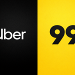 Logos das empresas de transporte por aplicativo Uber e 99