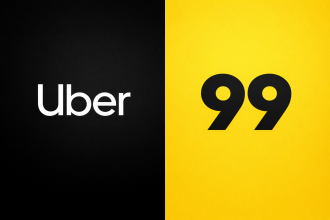 Logos das empresas de transporte por aplicativo Uber e 99