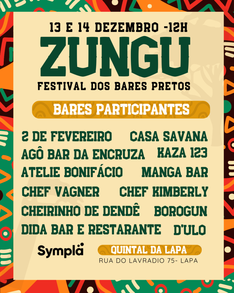 Bora lá: fim de semana tem samba gratuito, festival gastronômico e chegada de Papai Noel de helicóptero 65 Festival Zungu acontece nos dois dias do fim de semana no Quintal da Lapa