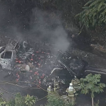 Caminhão pegou fogo na altura de Xerém, em Caxias, na Serra de Petrópolis