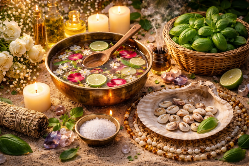 Banhos de cheiro, manjericão, ervas aromáticas, numerologia, cor da roupa: vale tudo para atrair sorte e boas energia no ano que chega — Foto: imagem gerada ´por IA