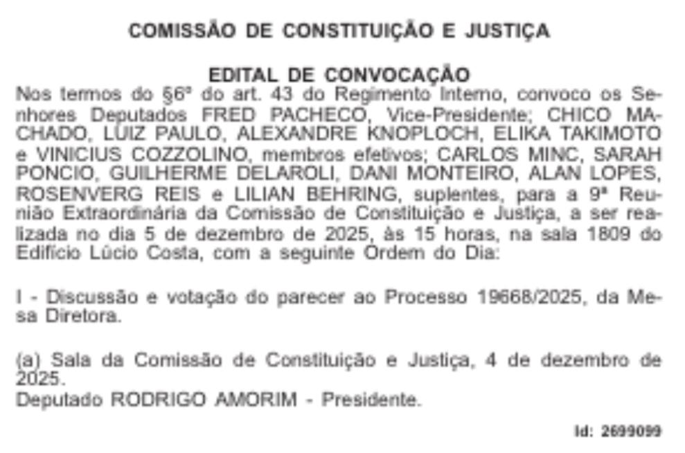 Comissão de Constituição e Justiça da Alerj se reúne nesta sexta, às 15h, para aprovar parecer sobre a prisão de Bacellar; sessão será aberta 62 WhatsApp Image 2025 12 04 at 20.29.58