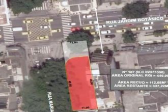 A área da prefeitura no Jardim Botânico que será levada a leilão no próximo dia 17, em imagem do site de imóveis em leilão da administração municipal