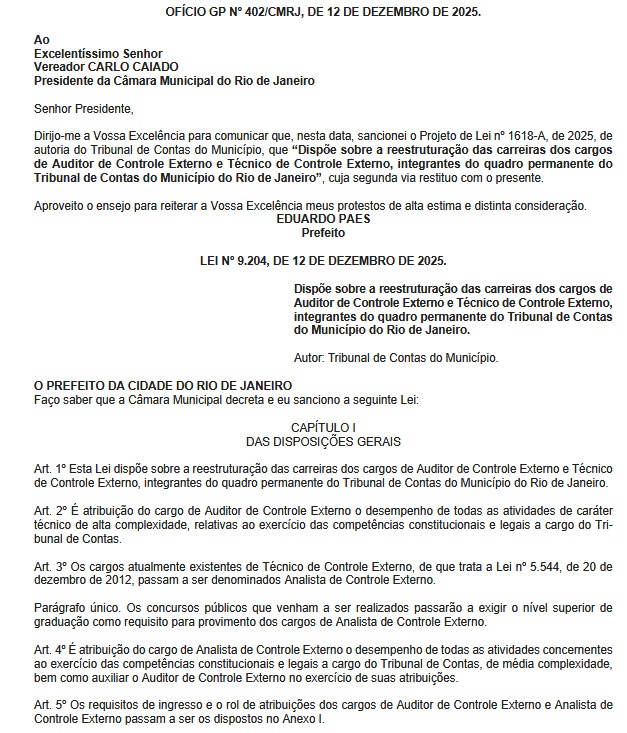 Paes sanciona lei que reestrutura Tribunal de Contas do Rio (TCMRio) 63 WhatsApp Image 2025 12 15 at 07.05.46