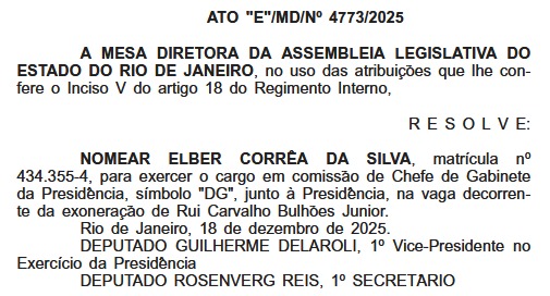 Elber Correa, vice-prefeito em Itaboraí, é o novo chefe de gabinete da presidência da Alerj 62 WhatsApp Image 2025 12 18 at 21.00.28