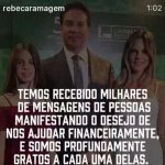A postagem de Rebeca Ramagem, agradecendo as ofertas de ajuda financeira à família, que está nos Estados Unidos