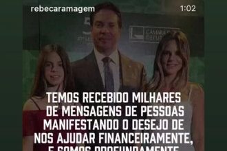 A postagem de Rebeca Ramagem, agradecendo as ofertas de ajuda financeira à família, que está nos Estados Unidos