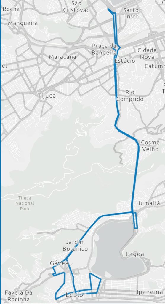 Rio ganha três novas linhas de ônibus ligando região central às zonas Sul e Sudoeste; veja os trajetos 63 Linha LECD 128 liga o Terminal Gentileza ao bairro do Leblon
