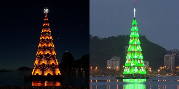 Pela primeira vez, Zona Sul tem duas árvores de Natal flutuantes