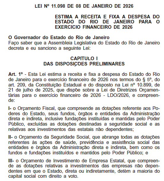 Estado do Rio sanciona Orçamento de 2026, com previsão de R$ 107,6 bilhões em receitas e déficit de até R$ 18,9 bilhões 62 Captura de tela 2026 01 09 091415