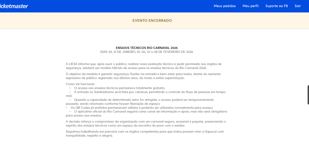Carnaval: novas regras que limitam acesso aos ensaios técnicos na Sapucaí geram reclamações do público 63 Liesa voltou atrás na decisão sobre ingressos para os ensaios técnicos no Sambódromo após críticas do público