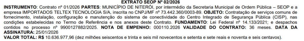 Prefeitura de Niterói firma contrato de R$ 10,6 milhões para reforçar o sistema de segurança pública 62 Captura de tela 2026 01 27 115637