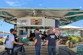 Agentes da Polícia Civil fiscalizam quiosque em Copacabana
