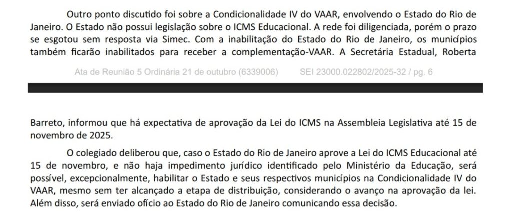 Municípios do Rio vão perder R$ 117 milhões em verbas federais para a Educação porque o estado e a Assembleia não aprovaram a lei do ICMS Educacional 62 WhatsApp Image 2026 01 06 at 16.09.00