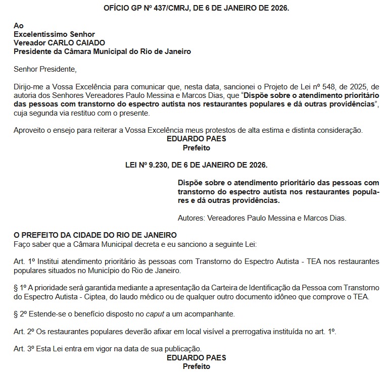 Prefeitura sanciona lei que garante atendimento prioritário para pessoas autistas em restaurantes populares do Rio 62 WhatsApp Image 2026 01 07 at 07.04.04 1