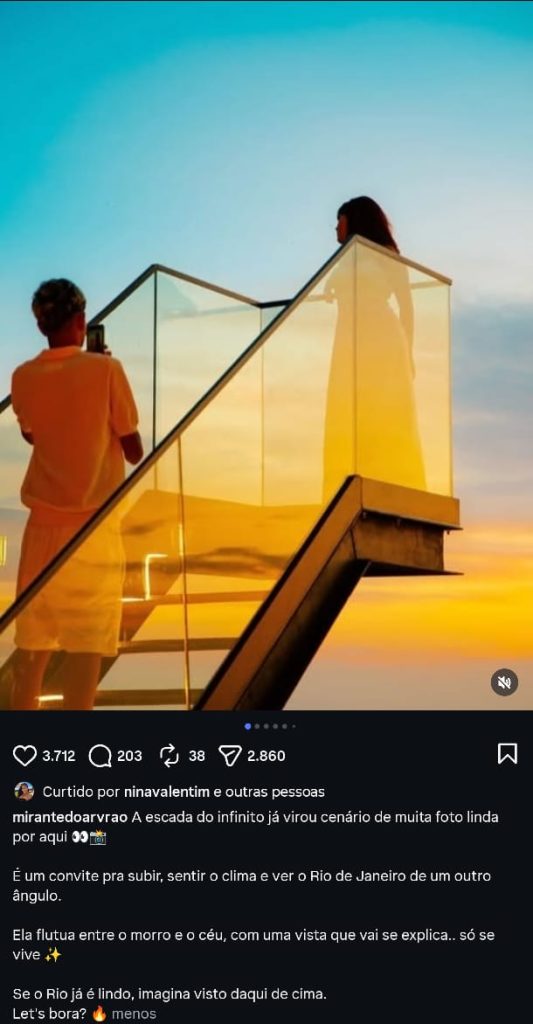 Prefeitura remove escada de vidro irregular instalada no Mirante do Arvrão, no Vidigal 62 Perfil do Mirante do Arvrão publica anúncio da escada de vidro