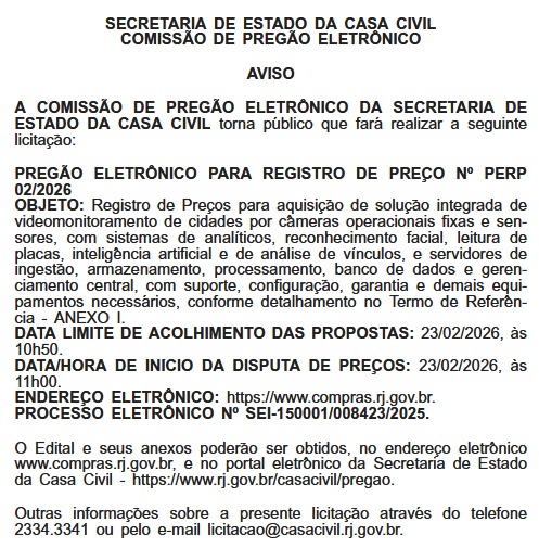 Programa Sentinela: governo do Rio abre licitação de R$ 2 bilhões para instalar 200 mil câmeras de monitoramento e segurança 66 WhatsApp Image 2026 01 22 at 08.21.08