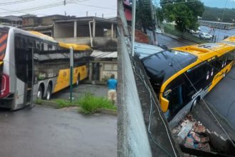 Motorista desceu do BRT sem acionar freio; veículo desgovernado atingiu imóvel de idosa