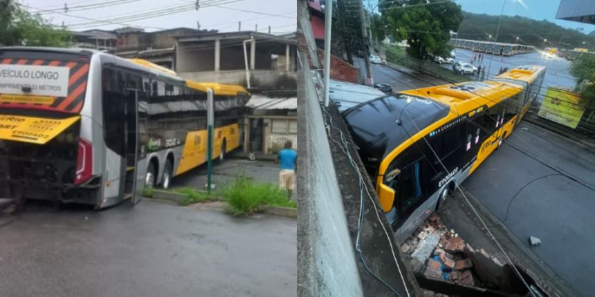 Motorista desceu do BRT sem acionar freio; veículo desgovernado atingiu imóvel de idosa