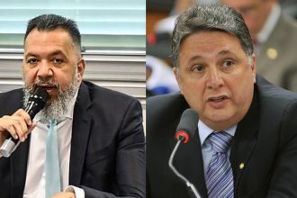À esquerda, o prefeito de Belford Roxo, Marcio Canella; à direita, o ex-governador Anthony Garotinho, alvo de decisão judicial que determinou a remoção de publicações e a proibição de novas acusações nas redes sociais.