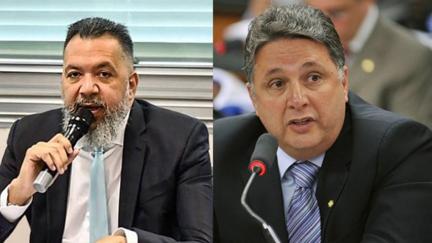 À esquerda, o prefeito de Belford Roxo, Marcio Canella; à direita, o ex-governador Anthony Garotinho, alvo de decisão judicial que determinou a remoção de publicações e a proibição de novas acusações nas redes sociais.