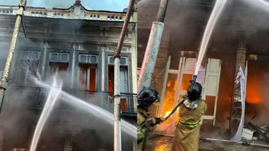 Funcionário da bote ficou ferido após incêndio, mas foi liberado após receber atendimento no local