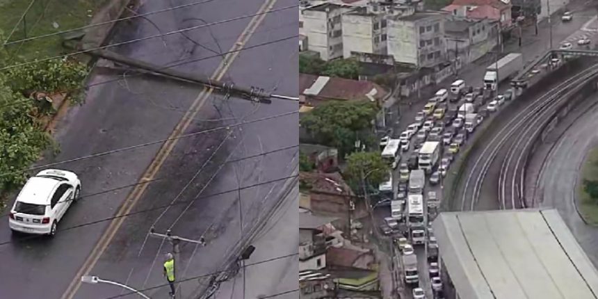 Trânsito na Av. Martin Luther King foi interditado após árvore derrubar poste
