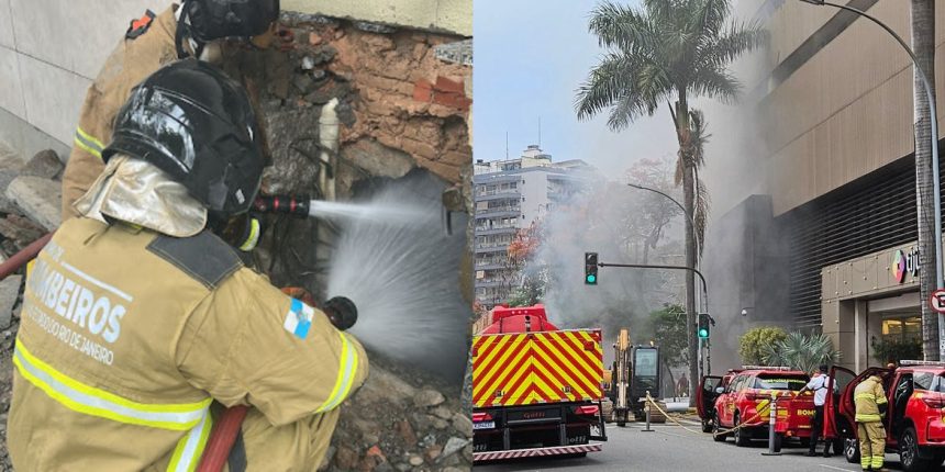 Dois dias após incêndio, agentes atuam no rescaldo e no combate a focos remanescentes