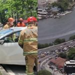 Carro bateu em árvore na pista sentido Zona Sul da Autoestrada Lagoa-Barra