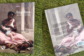 Capa e contracapa do romance "Angelina", publicado pela editora independente "Mapa das Letras"