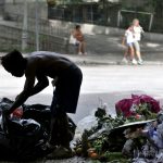 Homem em situação de rua no Largo do Machado