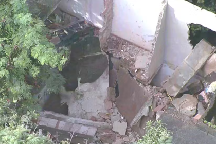 Imagens aéreas da casa que desabou em são Gonçalo