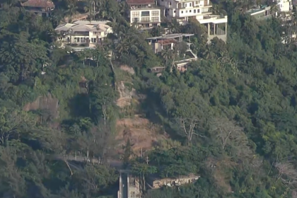 Área desmatada no entorno da Pedra da Gávea