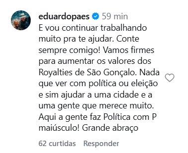 Pai de pré-candidato do PL ao governo, Capitão Nelson relembra elogio de Paes em outro ‘#tbt’ fora de época 62 Captura de tela 2026 02 25 093801