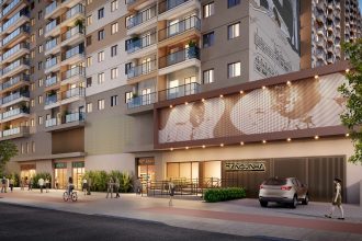 Projeto da fachada do Residencial Pixinguinha, na Zona Portuária